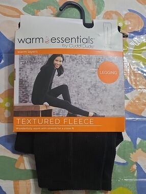 Cuddl Duds Black Textured Fleece Leggings